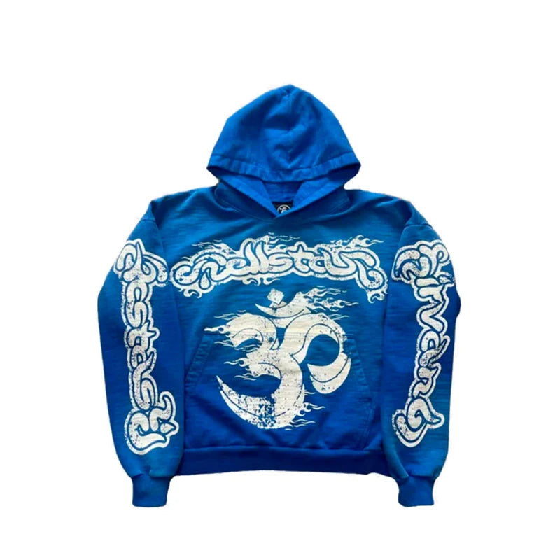 Hellstar Records Hoodie Blue White